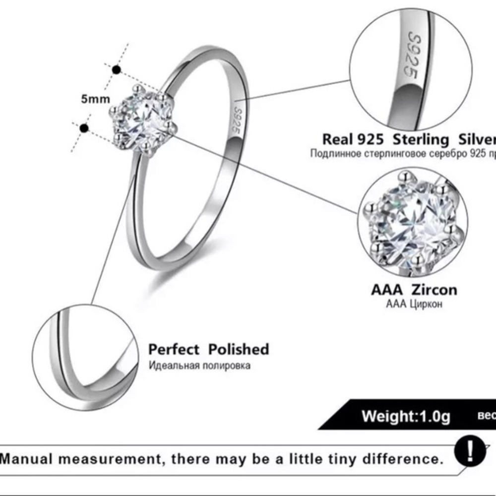 NEW MINIMALIST 925 SILVER DIAMOND RING - Picture 6 of 6